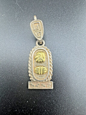 Vintage Oro Maya 925 Sterling Silver Mayan Glyph Pendant